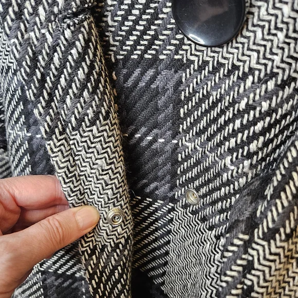 Ricki's Wool Blend Pea Coat Black Gray Plaid Checkered Women's Size M - Picture 9 of 14